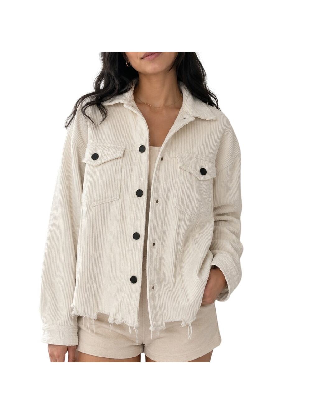 Pol Cream Corduroy Trucker Jacket Boho Western Coastal Small